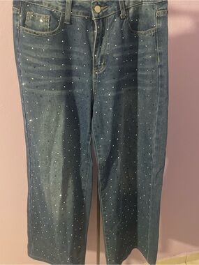 Forever 21 Denim Straight-Leg Jeans with Silver Stud Detailing